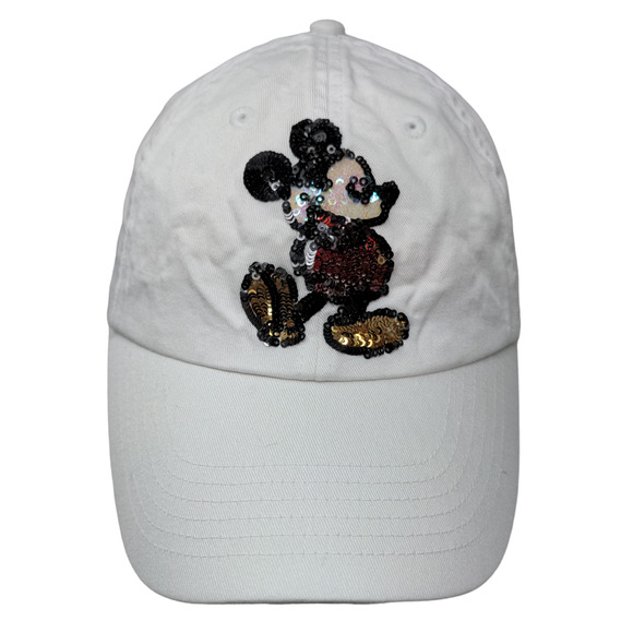 Disney Parks Men's Mickey Mouse Hat White Size Adult Strapback Shiny Official - Picture 1 of 11